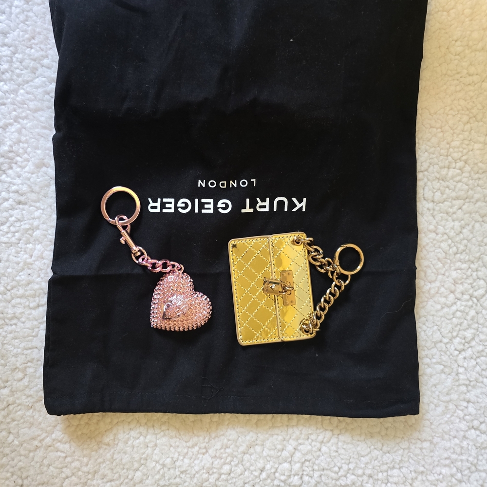 Kurt Geiger Pink Heart and Yellow Bag Keychains Bag Charms (2 Total)